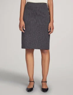 Discount Anne Klein Executive Collection Pinstripe Two Button Jacket With Pant And Skirt Charcoal/Bright White