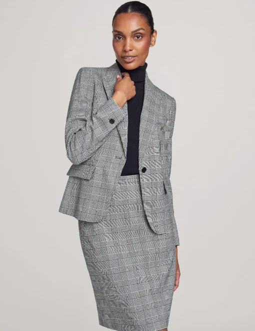 Clearance Anne Klein Executive Collection Plaid Jacket With Skirt Anne Black/Bright Whit