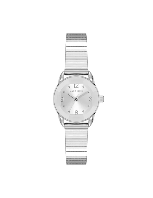 Cheap Anne Klein Faceted Crystal Lens Watch Silver-Tone