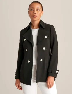 Clearance Anne Klein Faux Double Breasted Short Trench Anne Black