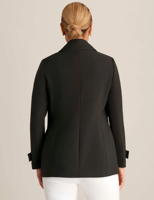 Clearance Anne Klein Faux Double Breasted Short Trench Anne Black