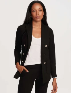 Store Anne Klein Faux Mini Double Breasted Jacket With Patch Pockets Anne Black