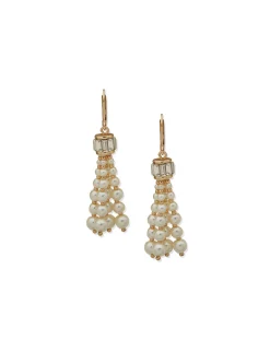 Flash Sale Anne Klein Faux Pearl & Stone Baguette Tassel Drop Earrings