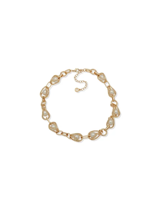 New Anne Klein Faux Pearl Link Collar Necklace