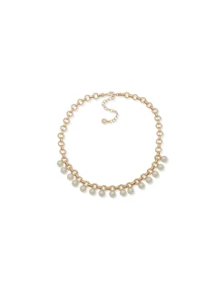 Sale Anne Klein Faux Pearl Rolo Chain Necklace