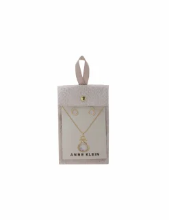 Cheap Anne Klein Faux Pearl Teardrop Earring & Necklace Set