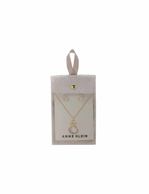 Cheap Anne Klein Faux Pearl Teardrop Earring & Necklace Set