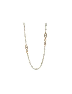 New Anne Klein Faux Pearls And Stone Baguette Necklace