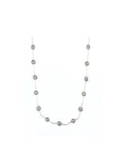 Best Anne Klein Fireball Faux Pearl Station Link Necklace