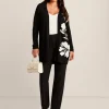 Store Anne Klein Floral Kissing Front Cardigan Anne Blk/Anne Wht