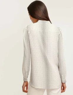 Best Anne Klein Florentine Dot Print Poet Blouse Anne White/Anne Black
