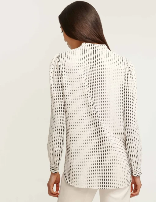 Best Anne Klein Florentine Dot Print Poet Blouse Anne White/Anne Black