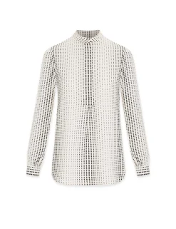 Best Anne Klein Florentine Dot Print Poet Blouse Anne White/Anne Black