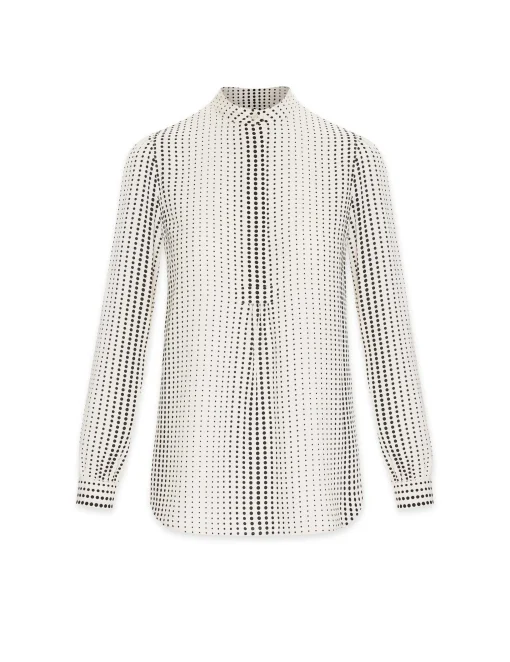 Best Anne Klein Florentine Dot Print Poet Blouse Anne White/Anne Black