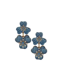 Fashion Anne Klein Flower Motif Blue Stud Earrings