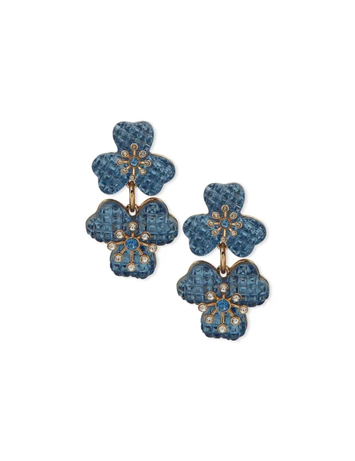 Fashion Anne Klein Flower Motif Blue Stud Earrings