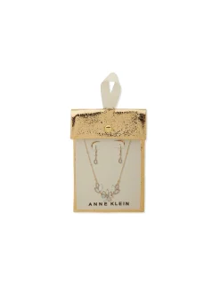 Hot Anne Klein Flower Necklace And Earring Set