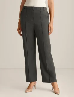 Shop Anne Klein Fly Front Slash Pocket Pintuck Trouser Mid Heather Grey