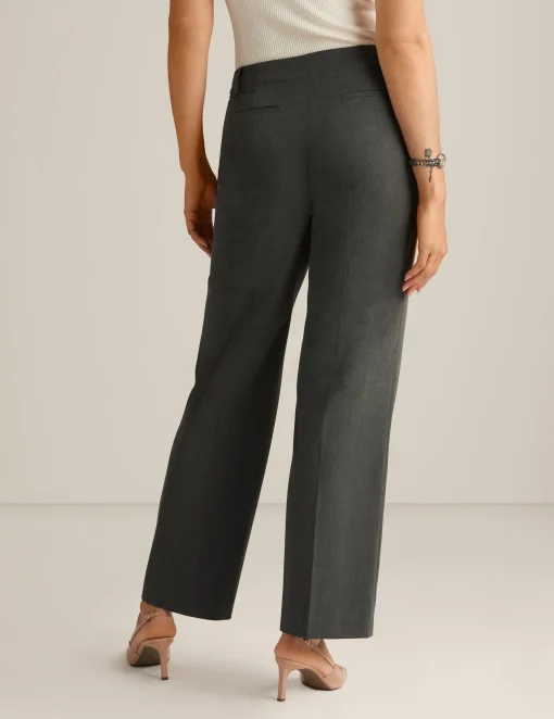 Shop Anne Klein Fly Front Slash Pocket Pintuck Trouser Mid Heather Grey