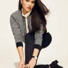 Sale Anne Klein Fringe Plaid Bomber Jacket- Sale Anne Black/Anne White