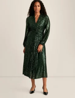 Store Anne Klein Front Twist Midi Dress Pine Forest