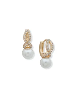 Online Anne Klein Gold-Tone Blanc Faux Pearl And Crystal Earrings