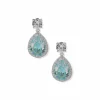 Best Anne Klein Halo Pear Aqua Stud Earrings
