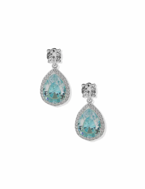 Best Anne Klein Halo Pear Aqua Stud Earrings