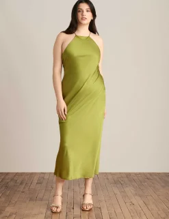 Flash Sale Anne Klein Halter Midi Slip Dress Leafy Green