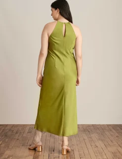 Flash Sale Anne Klein Halter Midi Slip Dress Leafy Green