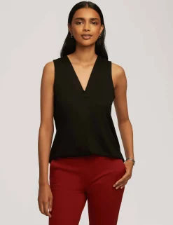 Store Anne Klein Harmony Knit Pleat Neck Shell