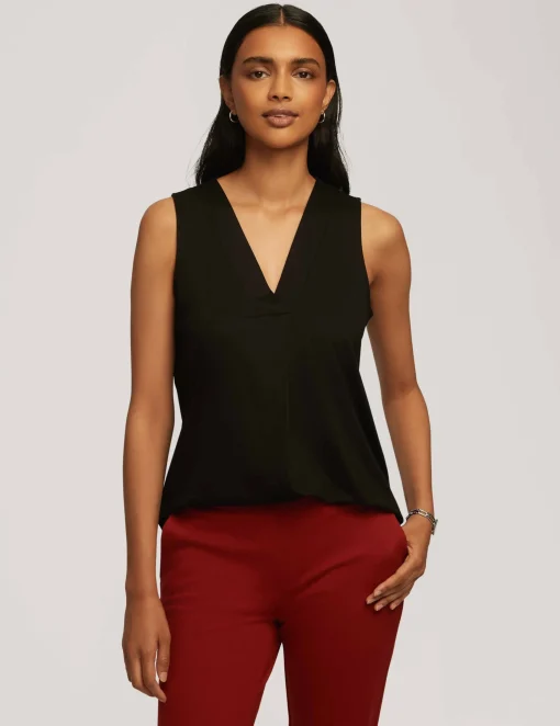 Store Anne Klein Harmony Knit Pleat Neck Shell
