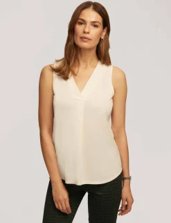 Store Anne Klein Harmony Knit Pleat Neck Shell