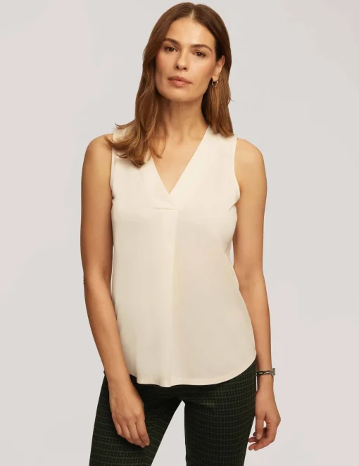 Store Anne Klein Harmony Knit Pleat Neck Shell