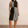 Hot Anne Klein Houndstooth Mock Neck Sweater Dress