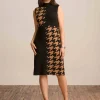 Shop Anne Klein Houndstooth Mock Neck Sweater Dress