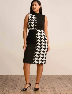 Shop Anne Klein Houndstooth Mock Neck Sweater Dress
