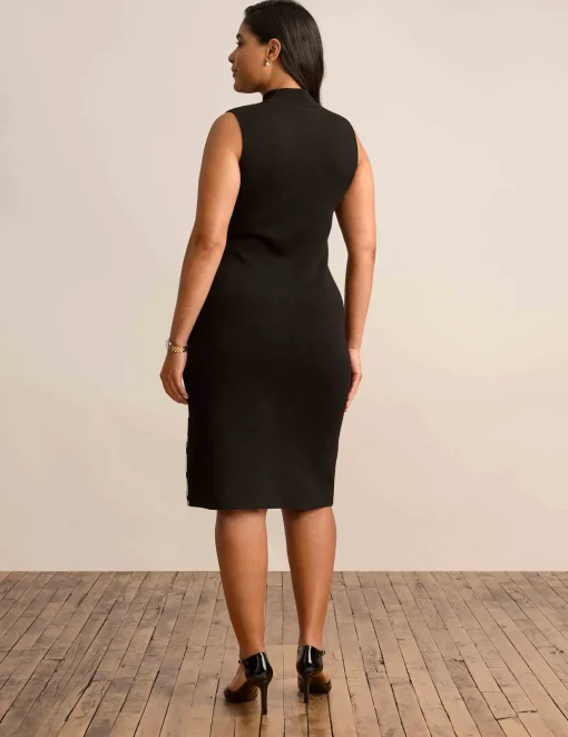Shop Anne Klein Houndstooth Mock Neck Sweater Dress