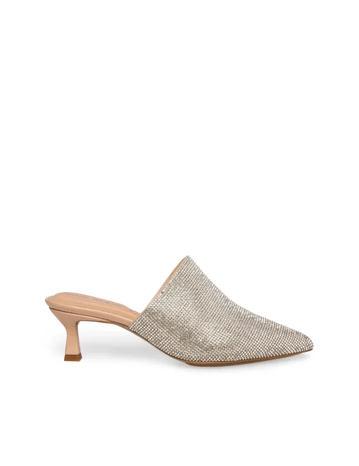 Cheap Anne Klein Impress Crystal Kitten Mule Clear Crystals