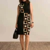 Best Sale Anne Klein Inverted Square Mock Neck Sweater Dress Vicuna Multi