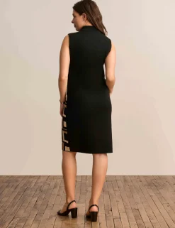 Best Sale Anne Klein Inverted Square Mock Neck Sweater Dress Vicuna Multi