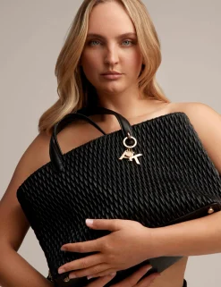 Fashion Anne Klein Large Ew Ruched Tote W/ Detachable Crossbody Strap Black