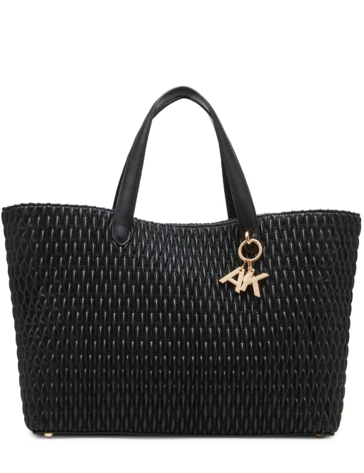 Fashion Anne Klein Large Ew Ruched Tote W/ Detachable Crossbody Strap Black