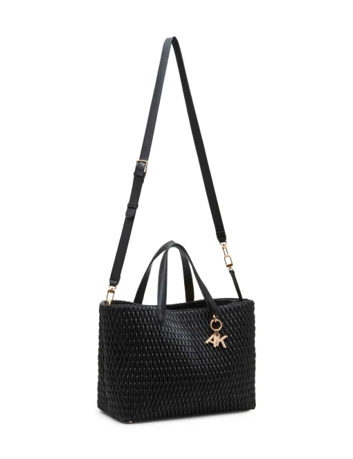 Fashion Anne Klein Large Ew Ruched Tote W/ Detachable Crossbody Strap Black