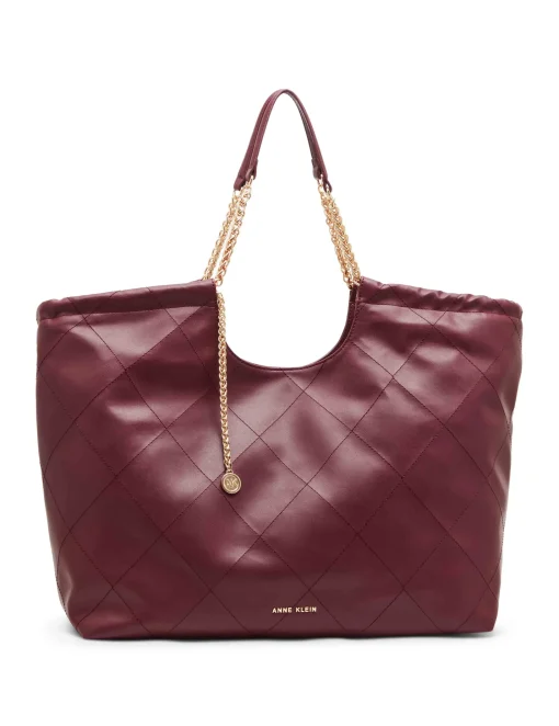 Best Anne Klein Large Stitched Quilted Tote With Chain Strap