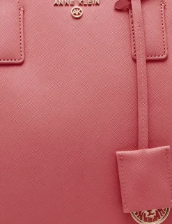 New Anne Klein Large Structured Tote With Luggage Tag Ocean Coral