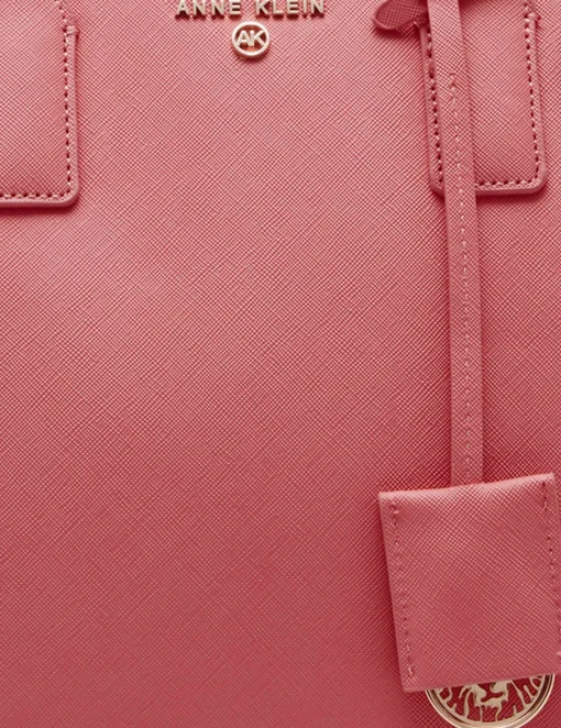 New Anne Klein Large Structured Tote With Luggage Tag Ocean Coral