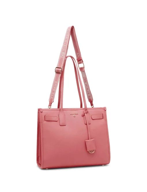 New Anne Klein Large Structured Tote With Luggage Tag Ocean Coral