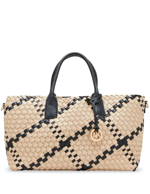 New Anne Klein Large Woven Tote With Detachable Pouch