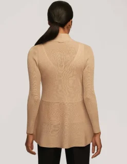 Online Anne Klein Long Cardigan With Waist Seam Latte